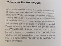 1950's The Farmhouse Restaurant Mountain View California Vintage Dinner Menu