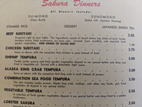 1960's Sakura Gardens Japanese Restaurant Mountain View California Vintage Menu