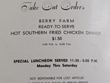 1950's Berry Farm Restaurant Santa Clara California Vintage Menu