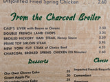 1950's Lake Shasta's Bridge Bay Resort Redding California Vintage Dinner Menu