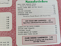 1950's Mel's Bowl Redwood Joe's Restaurant Redwood City California Vintage Menu