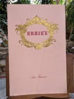 1960's Ernie's Restaurant San Francisco California Large Vintage Menu