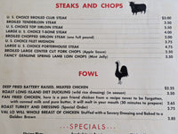 1950's Rohde's Steak House Restaurant Madison Wisconsin Vintage Menu