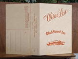 1950's Black Forest Inn German Restaurant Los Altos California Wine List Menu