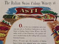 1950's The Gridiron Palo Alto California Wine Menu Italian Swiss Colony Asti