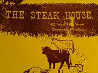 1950's The Steak House Restaurant Cheyenne Wyoming Vintage Menu