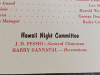 1956 Palo Alto Elks Lodge #1471 Hawaii Night Luau Menu B.P.O.E. California