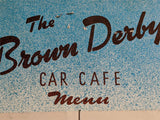 Rare 1940's Los Feliz Brown Derby Car Cafe Los Angeles California Vintage Menu