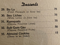 1950's Aloha Chinese Restaurant Burbank California Vintage Menu