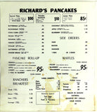 1950's Original Menu Richard's Pancake House Best Western Motel Durango Colorado