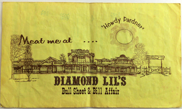 1980's Original Lunch Menu Diamond Lil's Restaurant Salt Lake City Utah