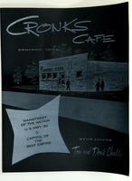 1950's Vintage Restaurant Menu Cronks Cafe Denison Iowa Tom & Doris Shaddy