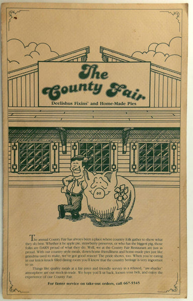 1980's The Country Fair Original Vintage Large Restaurant Menu Idaho