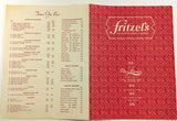1972 Fritzel's Original Vintage Restaurant Menu Chicago Illinois