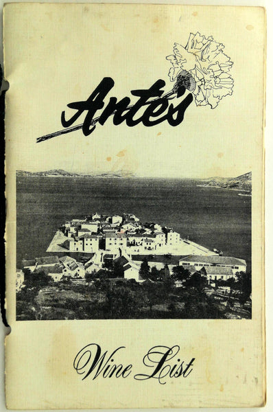 1983 Original WINE LIST Menu ANTE'S RESTAURANT Yugoslavian San Pedro California