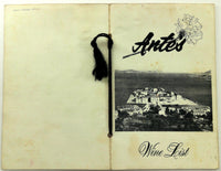 1983 Original WINE LIST Menu ANTE'S RESTAURANT Yugoslavian San Pedro California