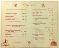 Stockmen's Motor Hotel Original Vintage Restaurant small Wine List Menu