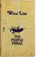 The Purple Pickle Original Vintage Restaurant Wine List Menu