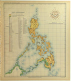 1899 Official US Navy Map Philippine Islands Ethnographical Indigenous Tribes
