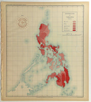 1899 Official US Navy Map Philippine Islands Seismic Earthquake Tremor Frequency