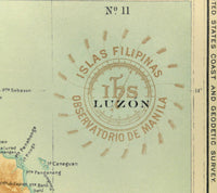 1899 Official Stamped US Navy Jesuit Observatory Map Philippine Islands LUZON