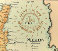 1899 Official US Navy Map Philippine Islands Isla Cebu Mactan Camotes Bantayan