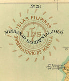 1899 Official US Navy Map Philippine Islands Isla Mindanao Occidental Jolo