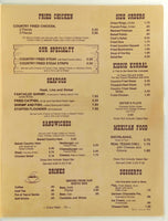1981 Original Vintage Restaurant Menu Country Corner Boerne Schertz Devine Texas