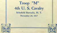 1917 4th Cavalry Troop M Schofield Barracks Oahu Hawaii Thanksgiving Menu Roster