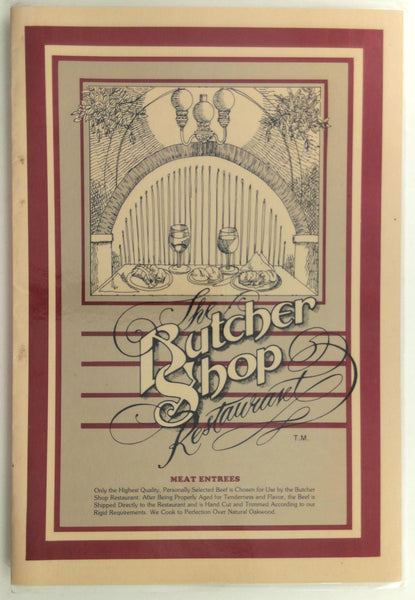 1987 The Butcher Shop Laminated Large Restaurant Menu Hayward California