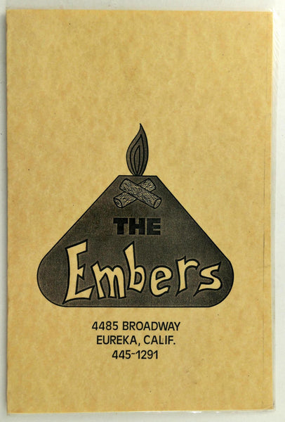 Original Vintage The Embers Laminated Restaurant Menu Eureka California