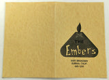 Original Vintage The Embers Laminated Restaurant Menu Eureka California