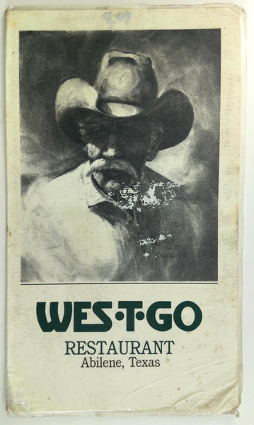 1980's Wes-T-Go Original Vintage Restaurant Menu Abilene Texas