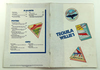1988 Tequila Willie's Original Laminated Full Size Vintage Restaurant Menu