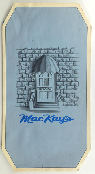1988 MacKay's Original Vintage Restaurant Menu