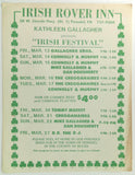 1985 The Irish Rover Inn Irish Festival Restaurant Menu Penndel Pennsylvania
