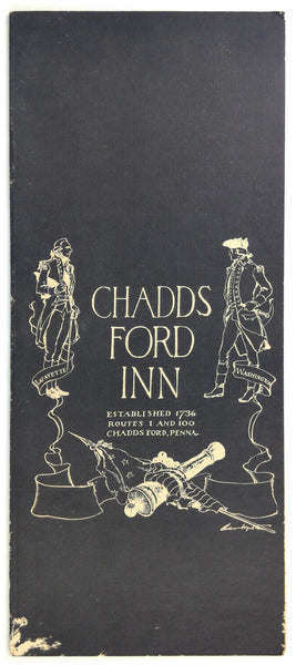 1980's Chads Ford Inn Original Vintage Restaurant Menu Chads Ford Pennsylvania