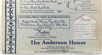 1980's The Anderson House Original Vintage Restaurant Menu Wabasha Minnesota