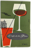 1961 Cafe De La Paix Place Opera Original Vintage Restaurant Menu Paris France