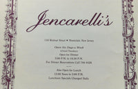 1980 JENCARELLI'S Original Vintage Restaurant Menu Montclair New Jersey