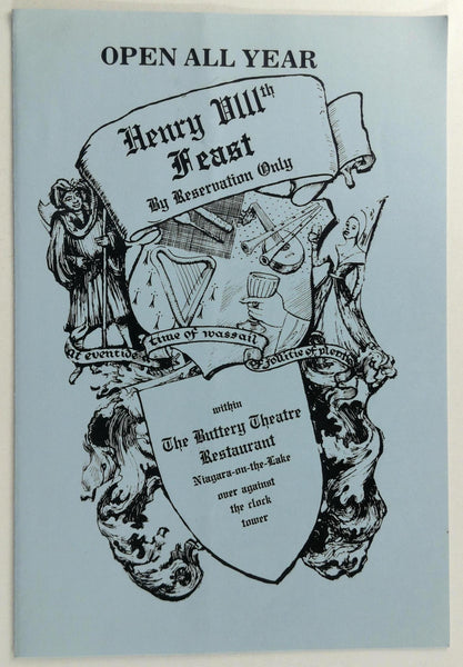 1980's The Buttery Theatre Restaurant Henry 8th Menu Niagara On The Lake Ontario