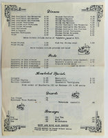 1970's La Bella Sicilia Cheektowaga New York Sicilian Italian Restaurant Menu