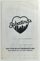 1980's SABATINO'S Pizzeria Cafe Buffalo Williamsville New York Restaurant Menu