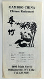 1980's Bamboo China Chinese Restaurant Williamsville New York Original Menu