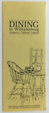 1986 Brochure Dining In Colonial Williamsburg Virginia With Map