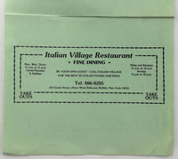 1980's Italian Village Restaurant Pizzeria Buffalo New York Original Menu