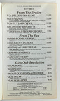 1980's Glen Oak Restaurant & Lounge Golf Club Course East Amherst New York Menu