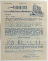1950's Hotel Netherland Miami Beach Florida Rates & Reservation Advertisement