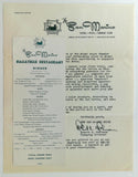 1950's San Marino Hotel Pool Cabana Club Miami Beach Florida Menu & Letter