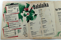 1950's Balalaika Russian Restaurant San Francisco California Vintage Menu